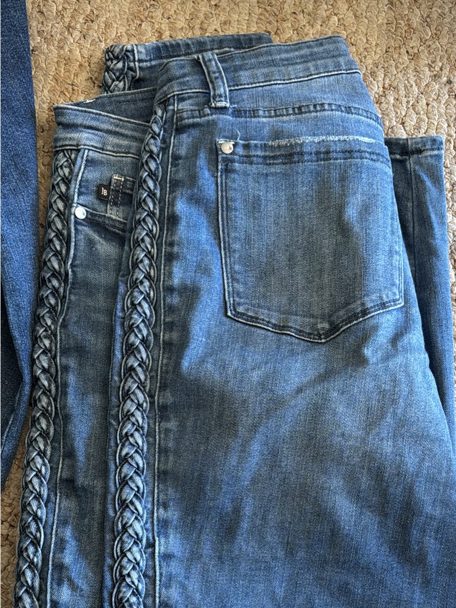 Judy Blue Dark Blue Bootcut Jeans With Braided Side Trim
